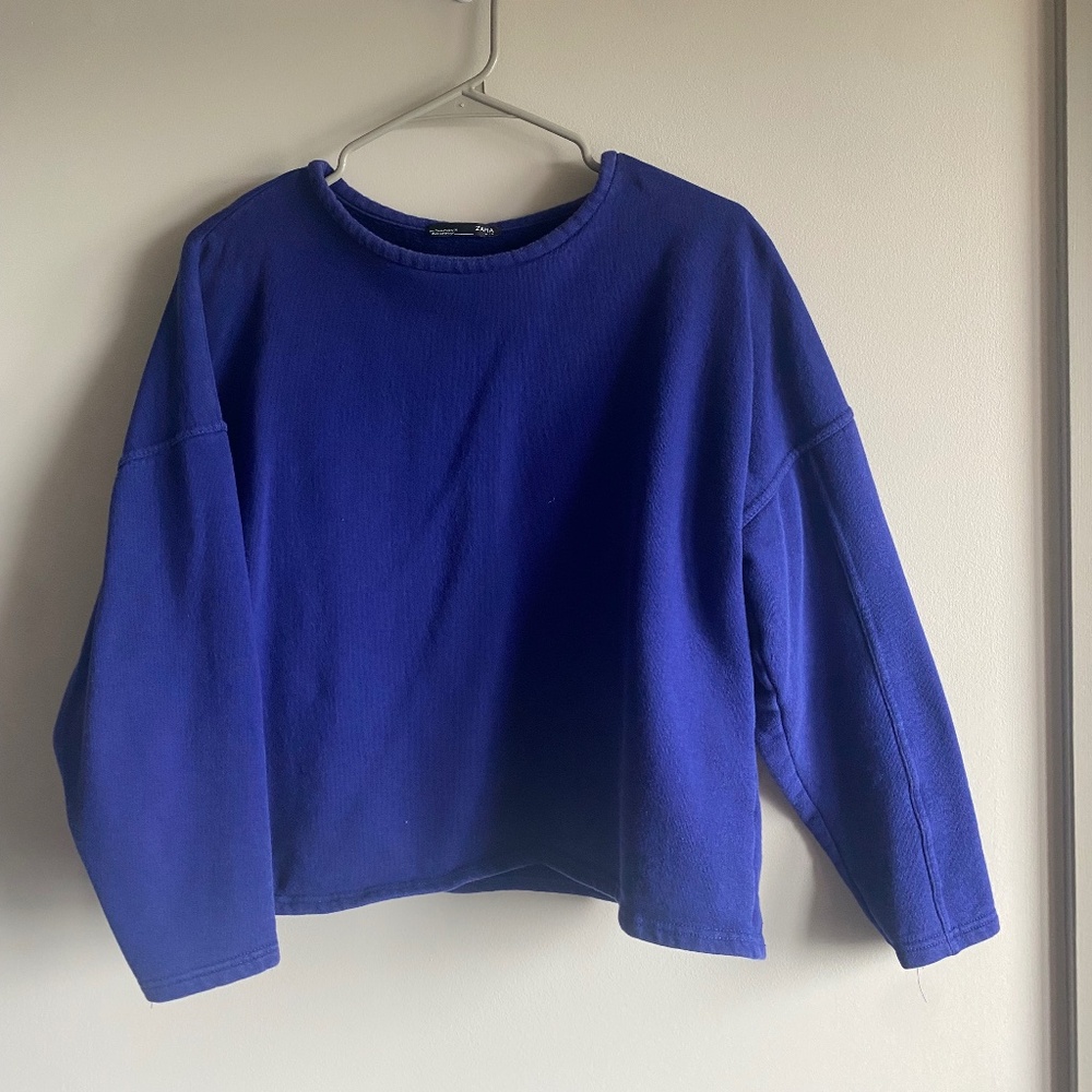 Zara Electric Blue Cotton Sweater